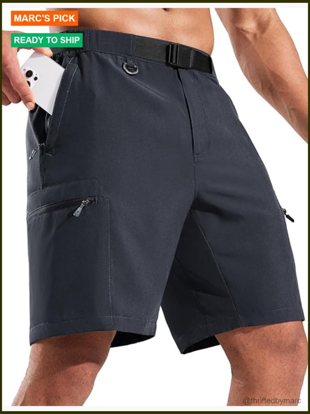 Men's Hiking Cargo Shorts 9" Quick Dry Water Resistant 5 Zipper Pockets